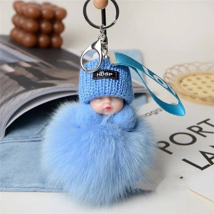 Plush Looks – wholesale Keychain – Women's – Fox Fur Cute Sleeping Baby Doll Car Key Bag Pendant Keychain2