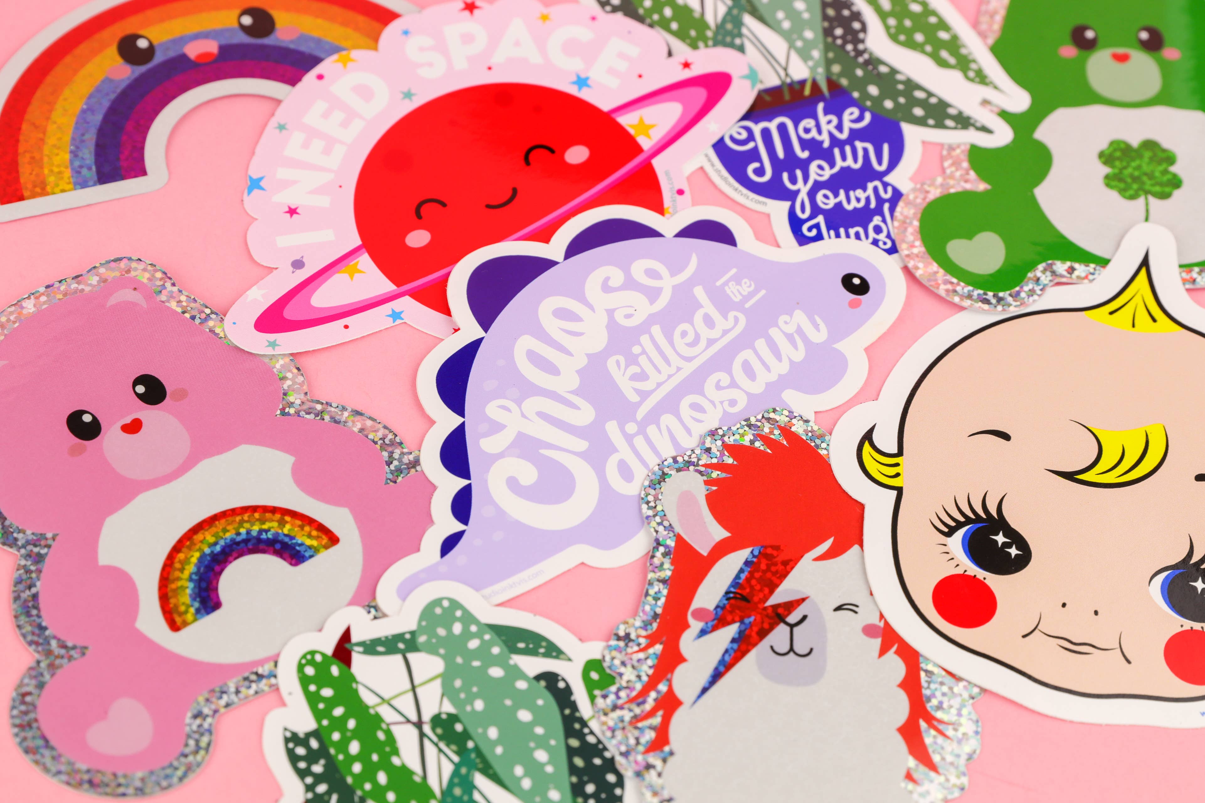 Studio Inktvis - Vente Autocollant - Autocollant à paillettes Care bear Sending arc-en-ciel4