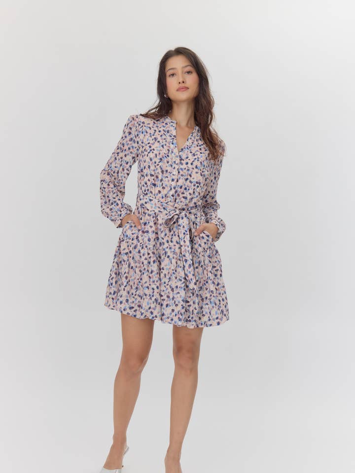 Vestido com Cintura Ajustável e Bainha em Bolha por atacado de Greylin