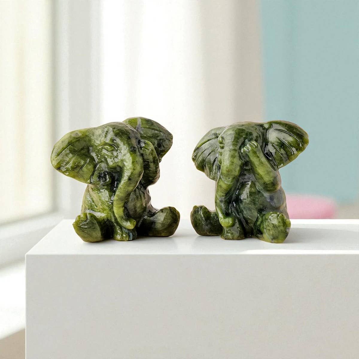 Crystolver (We Cover All Import Fees) – Großhandel Dekofigur – Grüne Jade Elefanten Kristallfigur