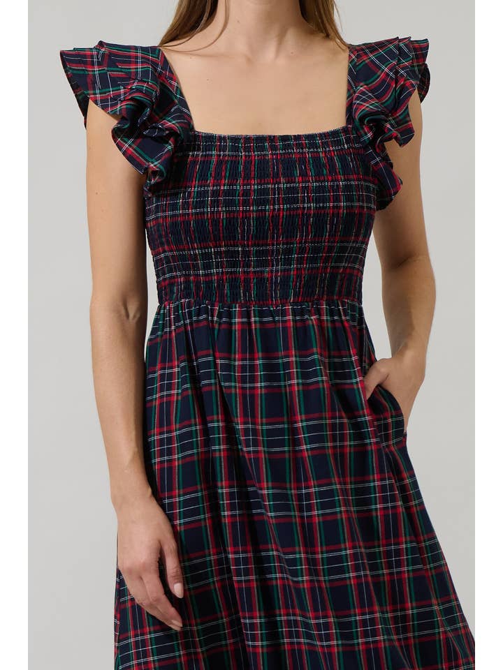 MARINHA MULTI Vestido Midi Chapman xadrez Girona com babados para venda a revendedores na Faire3