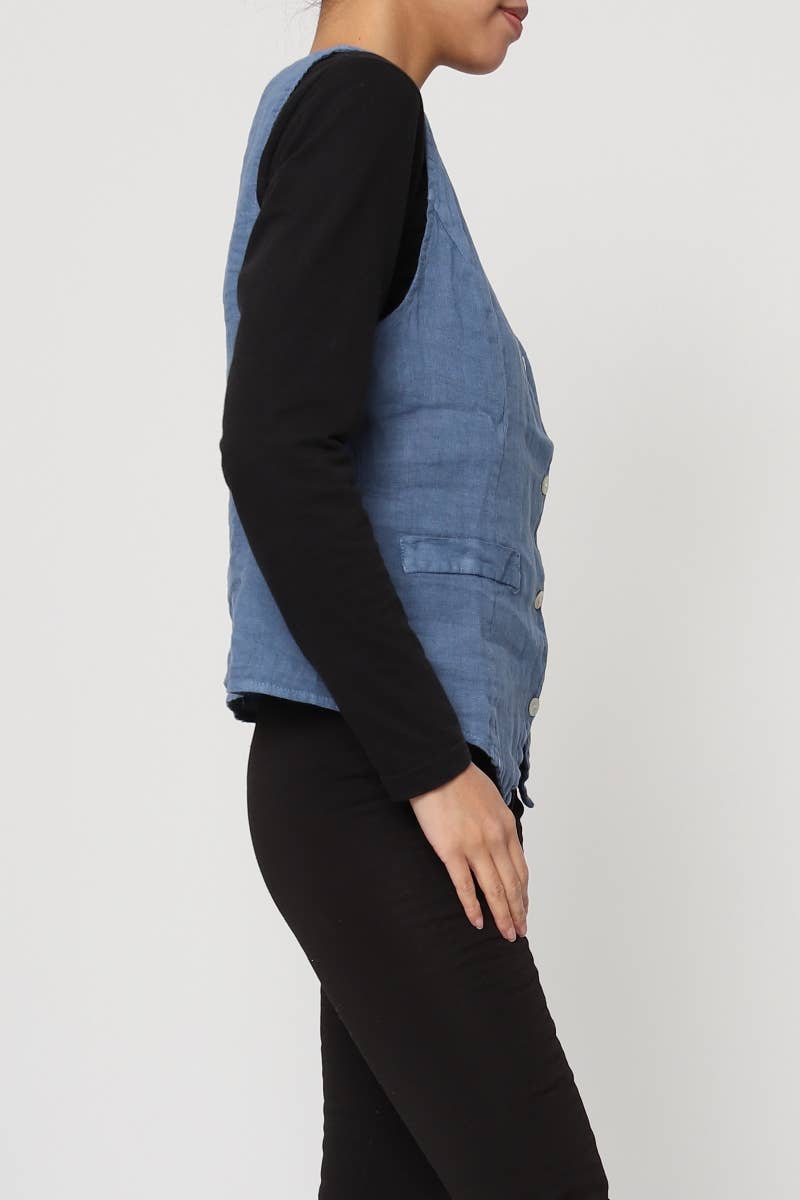 LÉA & LUC - Wholesale Button Down Shirt - Women's - Sleeveless shirt in 100% Linen REF. 51466