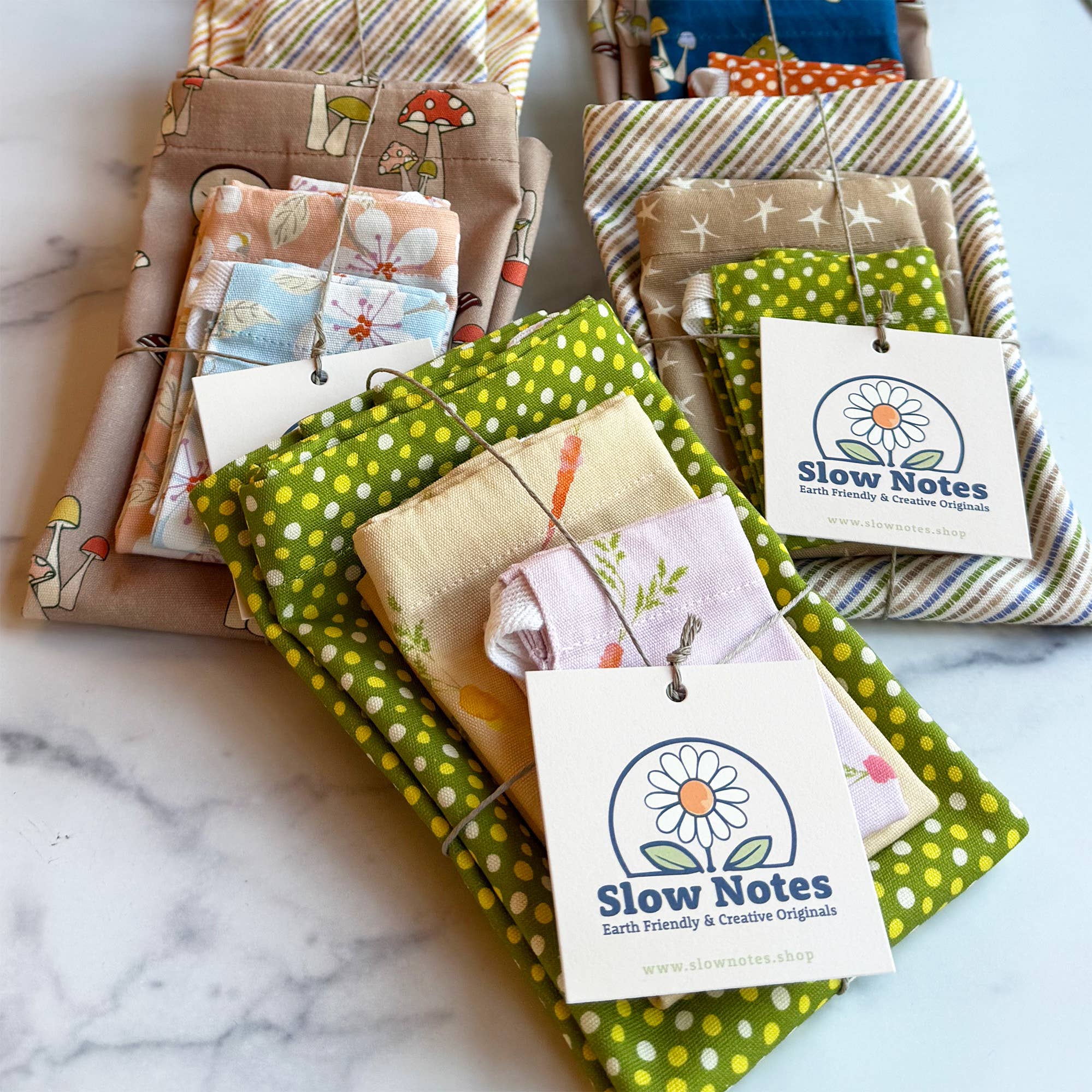Slow Notes - Wholesale Gift Bag Set/Pack - Reusable Gift Bag Trio – 3-Piece Organic Cotton Set5