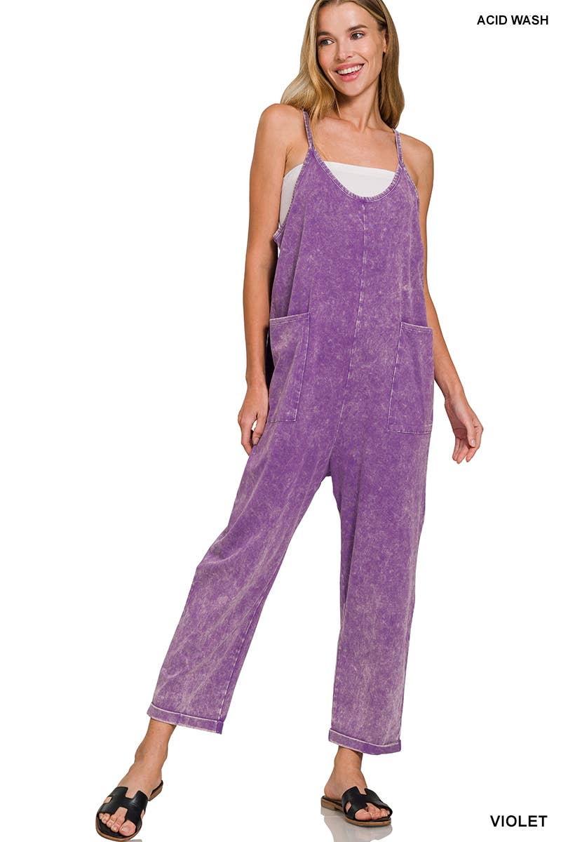 42POPS – wholesale Overaller - Dam – Tvättade hängselbyxor med spaghetti-band och fickor18