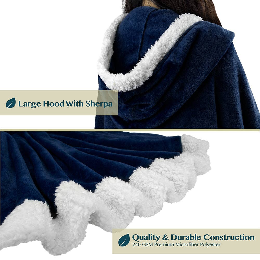 Pavilia – wholesale Poncho – Women's – Angel Wrap Hoodie Sherpa Poncho Blanket125
