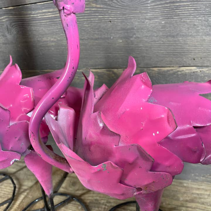 My Amigos Imports - Wholesale Outdoor Ornament/Decor - Pink Flamingo-ER-Small-Metal-Garden-Yard Art-Small-6x9x15H