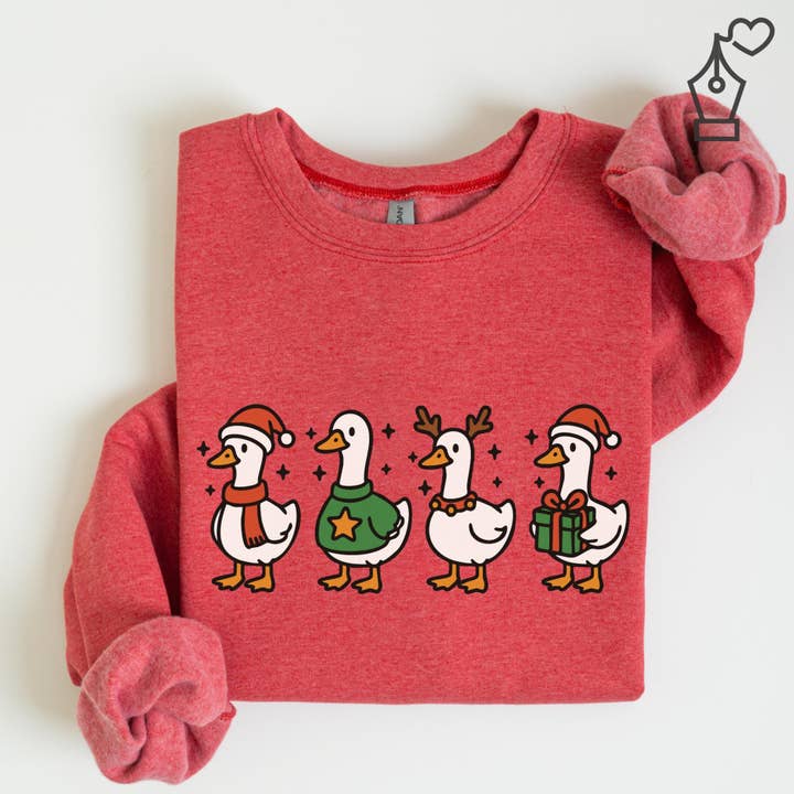 Camisola de Natal com Gansos, Suéter Divertido de Feriado por atacado de KylieBeth Designs