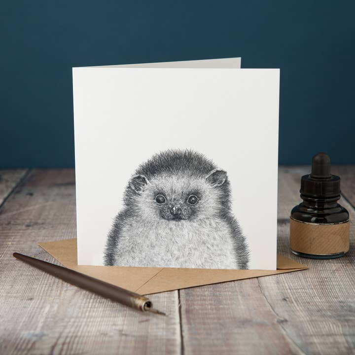 Peeing Hedgehog Card for wholesale by Lucy Coggle Designs