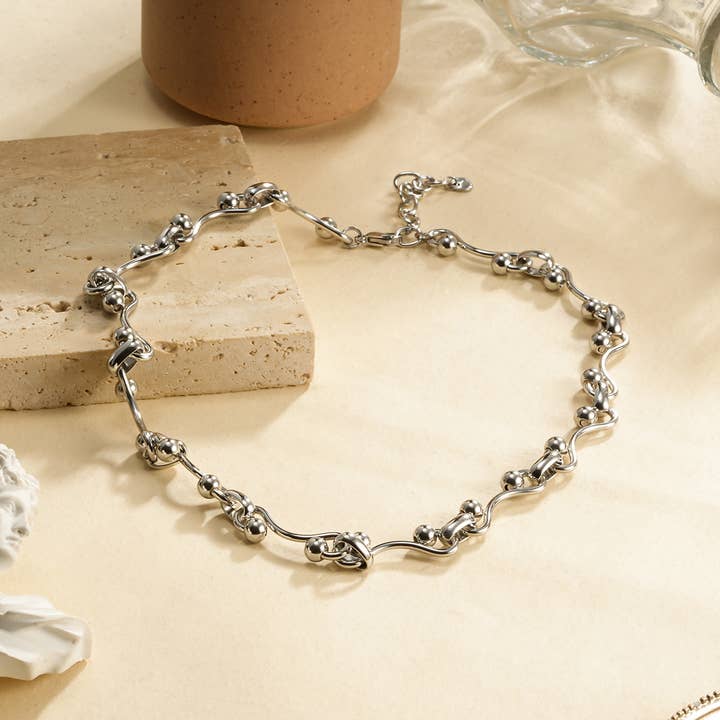 Collier Chaîne Argentée Maille Sinueuse pour la vente par joya