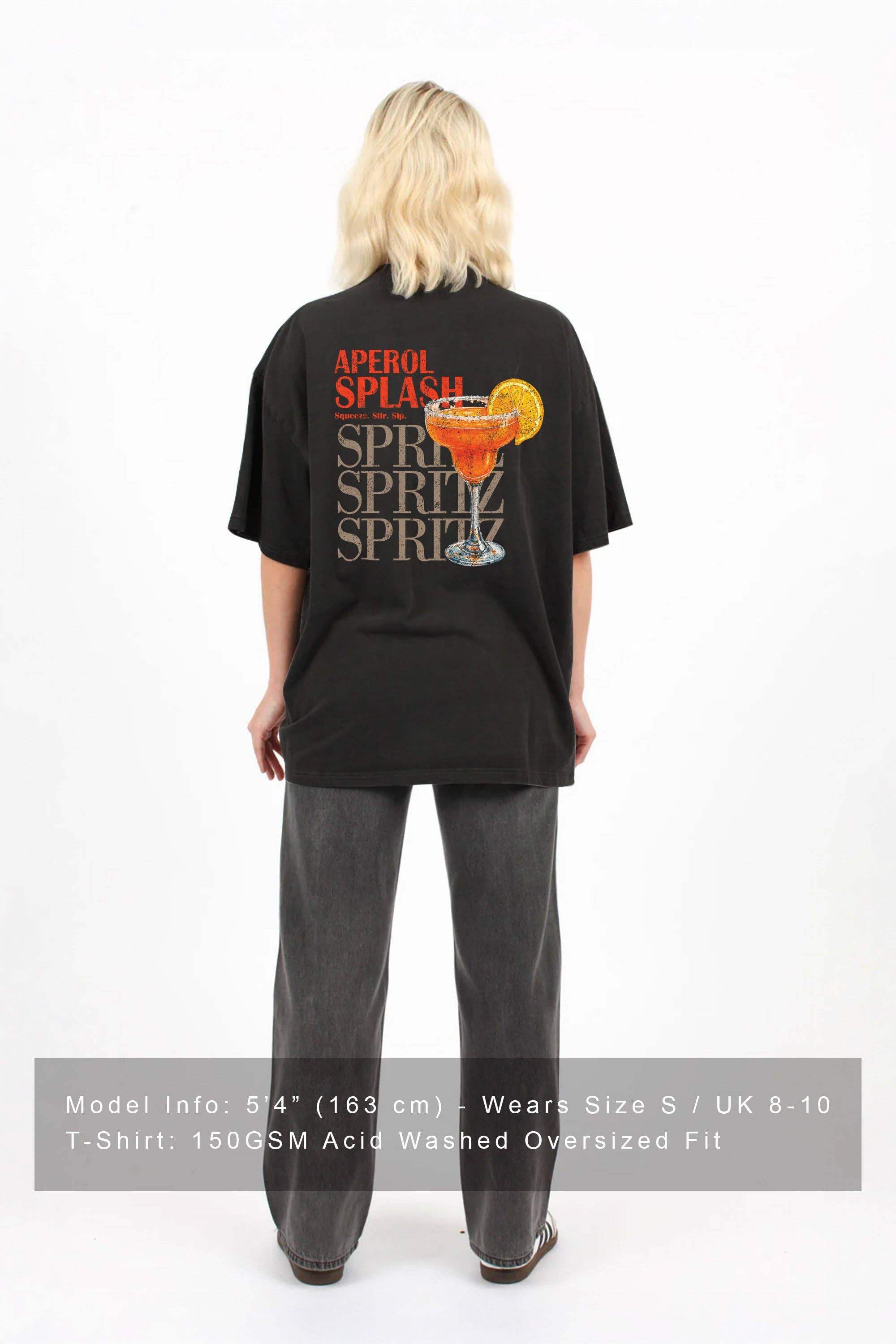Women150GSM Oversized Washed T-Shirts in Aperol Splash Print for wholesale on Faire1