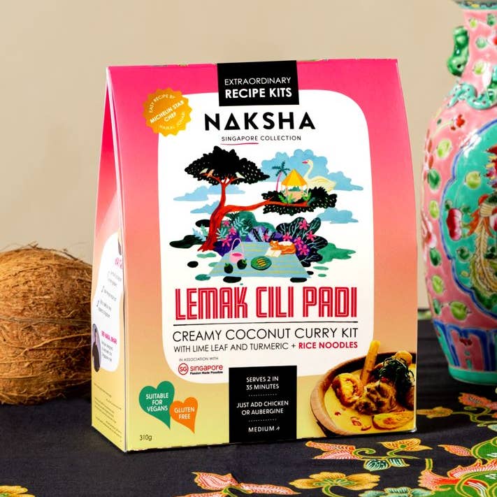 KIT DE RECETTES CRÉMEUX AU CURRY DE NOIX DE COCO ET NOUILLES pour la vente par Naksha Gourmet Recipe Kits