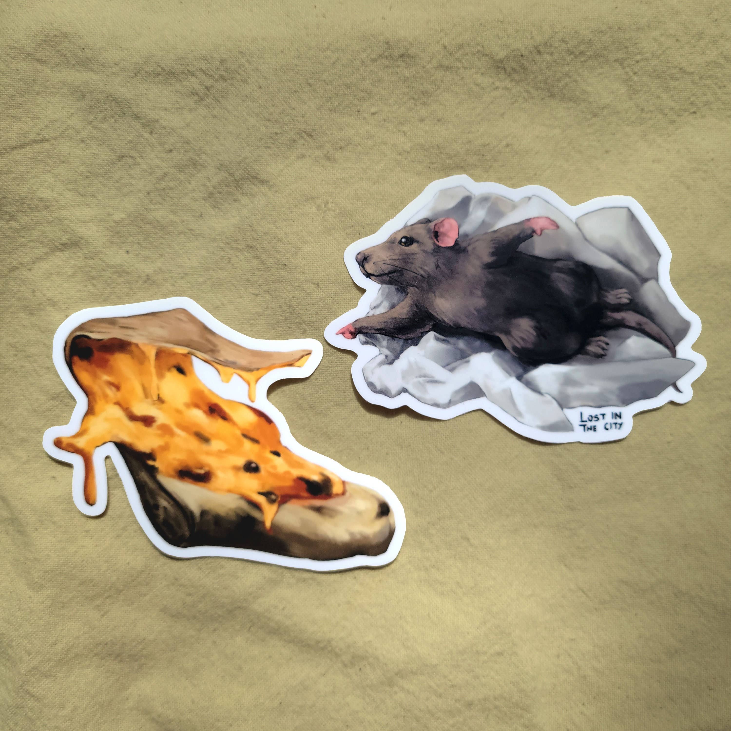 Santi of all Trades - Wholesale Sticker - The Creation of Pizza Rat (Set of 2 Stickers)0