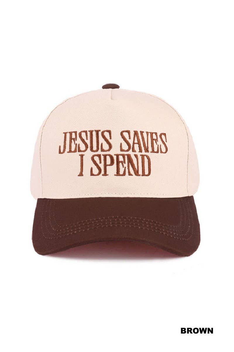 42POPS – Boné de beisebol - Unissexo por atacado – ,,, 0827 Jesus Salva Eu Gasto Boné de Algodão Bicolor SI-279955