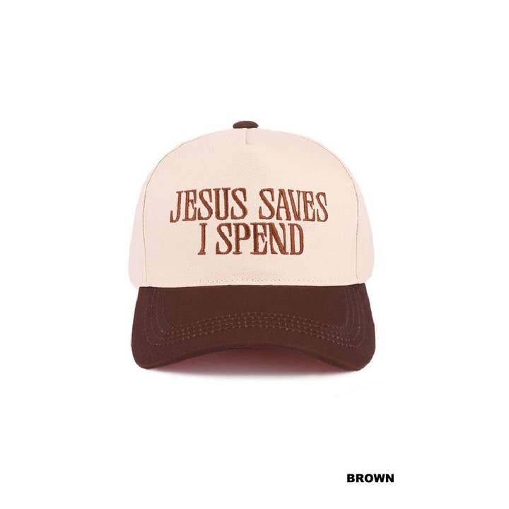 42POPS – Boné de beisebol - Unissexo por atacado – ,,, 0827 Jesus Salva Eu Gasto Boné de Algodão Bicolor SI-279955