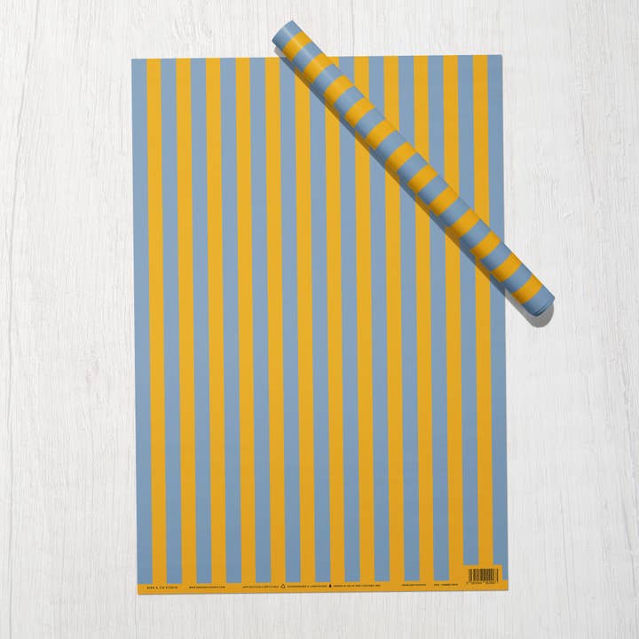 Bird & Co Studio - Wholesale Flat Wrap - Summer Stripe | Modern-Retro Recycled Gift Wrap Paper2