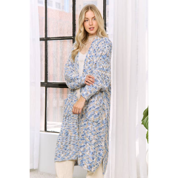 Sweet Generis - Wholesale Cardigan - Women's - SPACE DYED YARN LONG CARDIGAN DUSTER1
