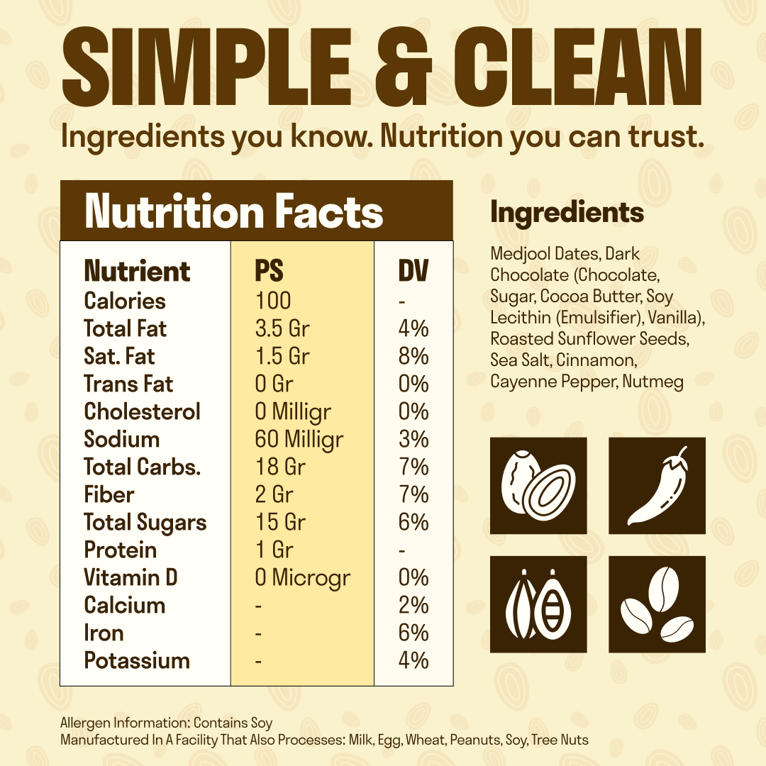 Hot Date Kitchen - Vendita all'ingrosso Dolci ricoperti di cioccolato - Dattero Medjool della California ricoperto di cioccolato: ripieno di burro di semi di girasole speziato (3 per confezione)5