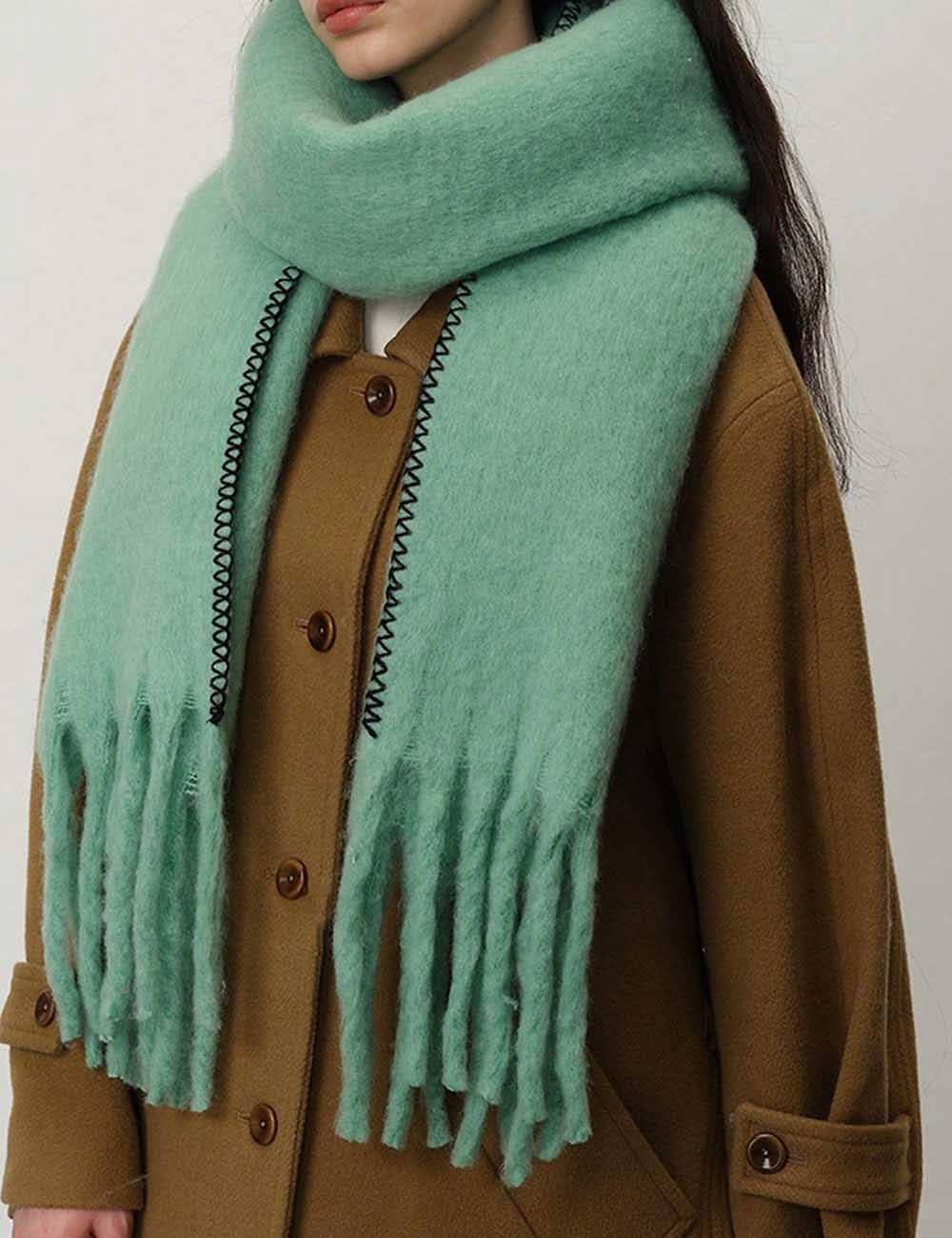 Dipped Shop - Venta al por mayor Bufanda - Mujer - Bufanda de invierno gruesa de cachemira con flecos y forro cálido DP25F6072