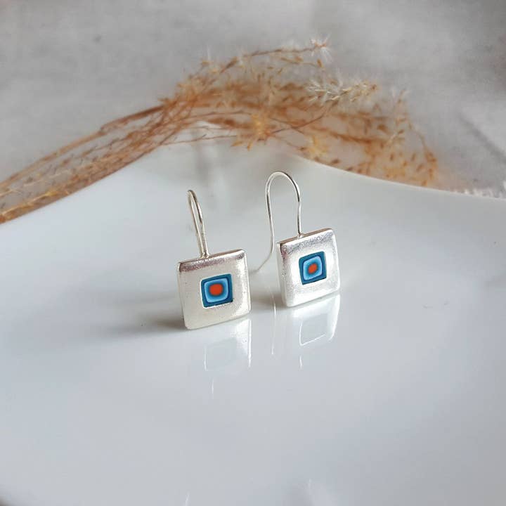 PASTACUITA – Engroshandel Hængeøreringe og creoløreringe – „Millefiori“ firkantede krog øreringe. klassisk og grundlæggende14