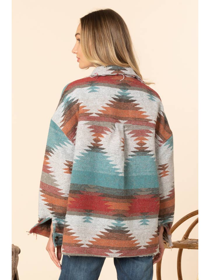 As Shown EP-JK27F003 Western Printed Fleece Shacket for wholesale on Faire1