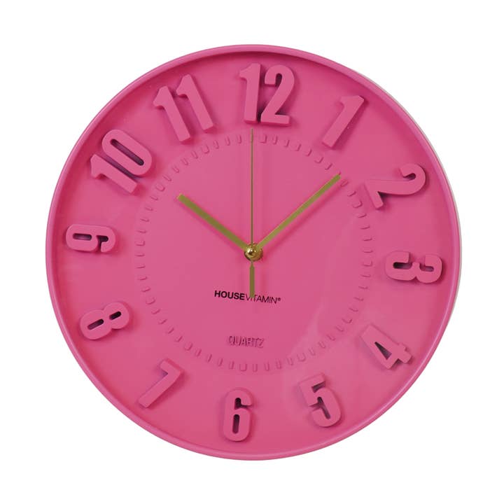 Clock- Wall Clock Numbers- Neon Pink -30x30x4cm for wholesale by Housevitamin bv