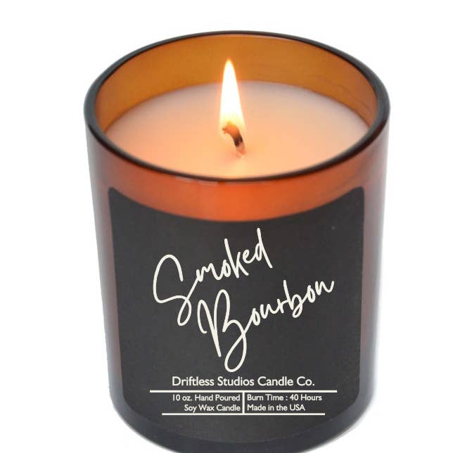 Driftless Studios - Wholesale Jar/Filled Candle - Smoked Bourbon Soy Candles - 10 oz. Jar With Lid Black Label