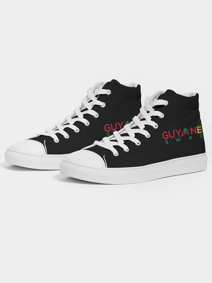 Guyanese Swag Guyana Map Men's Hightop Canvas Sneakers for wholesale by Guyanese Swag