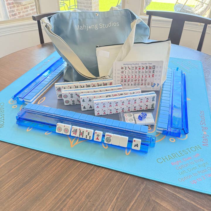 Mahjong Bundle – American Mahjong Tile Set (166 Tiles) 2-Color Blue, Studio Tiles for wholesale by Mahjong Studios