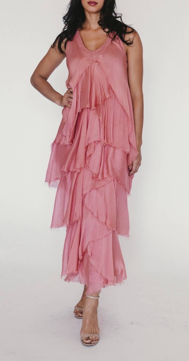 Dance in Paris - Wholesale Dress - Women's - Dress- Silk Maxi with Sequenced V-Neck8