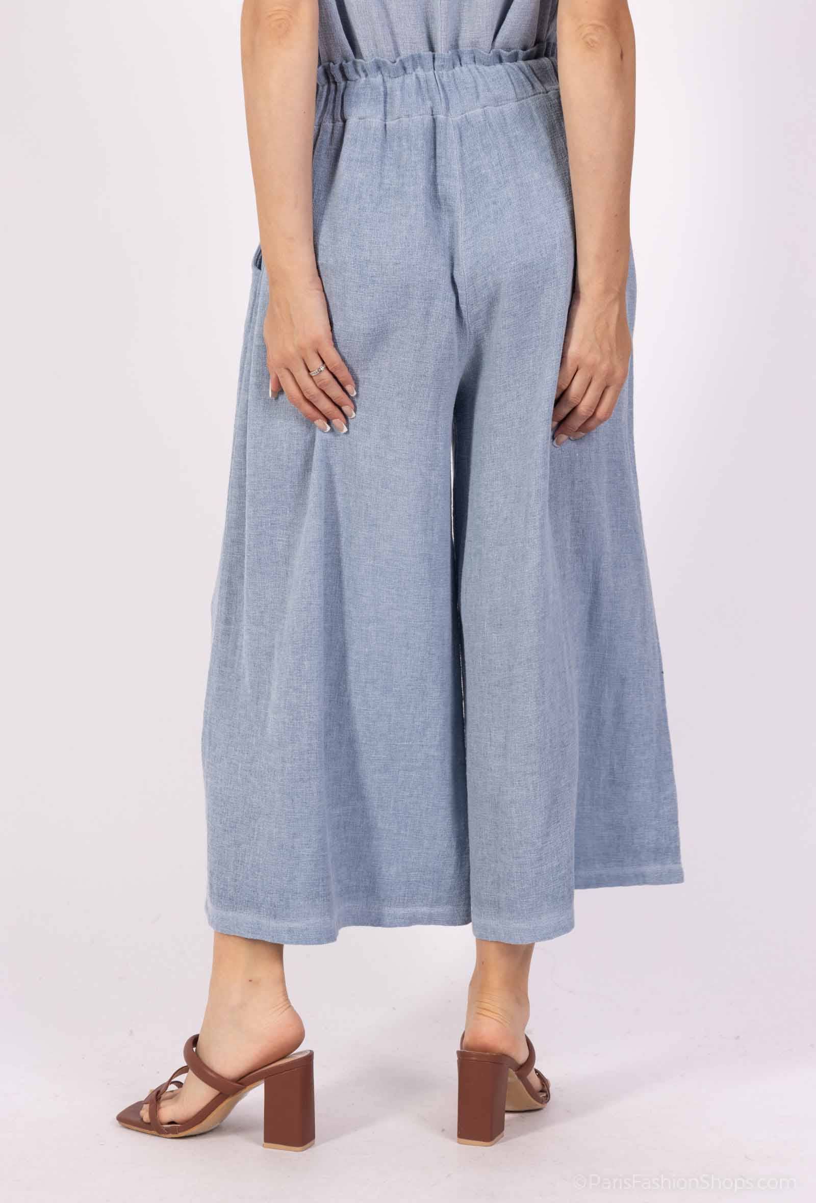 Shyloh - Wholesale Pants - Women's - Mid-length wide pants in cotton linen 2065125