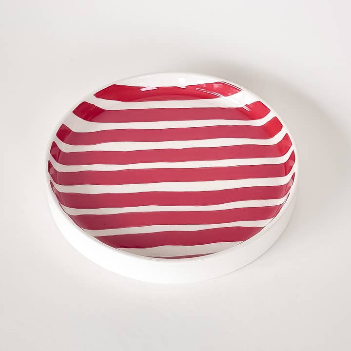 Small plate Stripes - tramonto red for wholesale by Magazin Minori