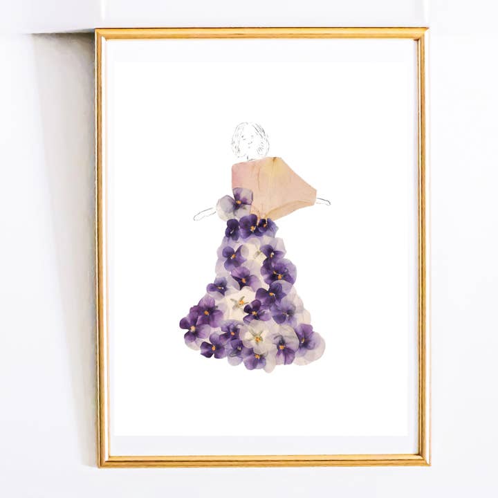 Lady Fleur de Viola – Botanical Fashion Art Print for wholesale by Mon Petit Chou Art and Design