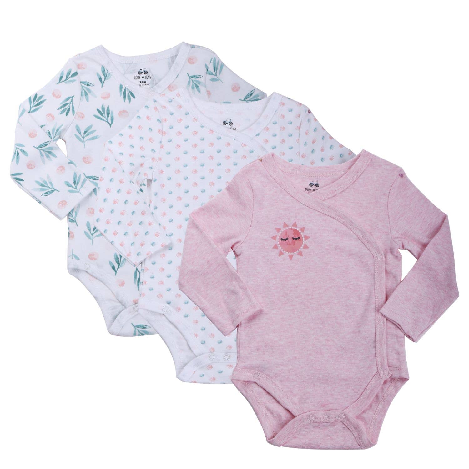 Asher and Olivia - Wholesale Bodysuit (Non-Footed) - Baby - 3 PC Kimono Bodysuit Set0