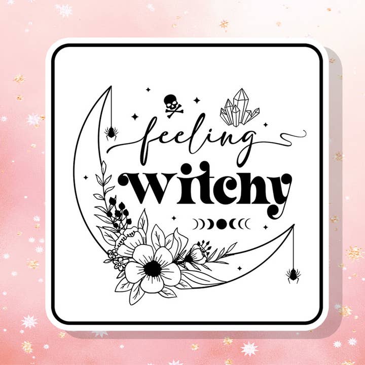 Feeling Witchy Boho Moon Sticker Celestial Doodle for wholesale by London Luxury Candles