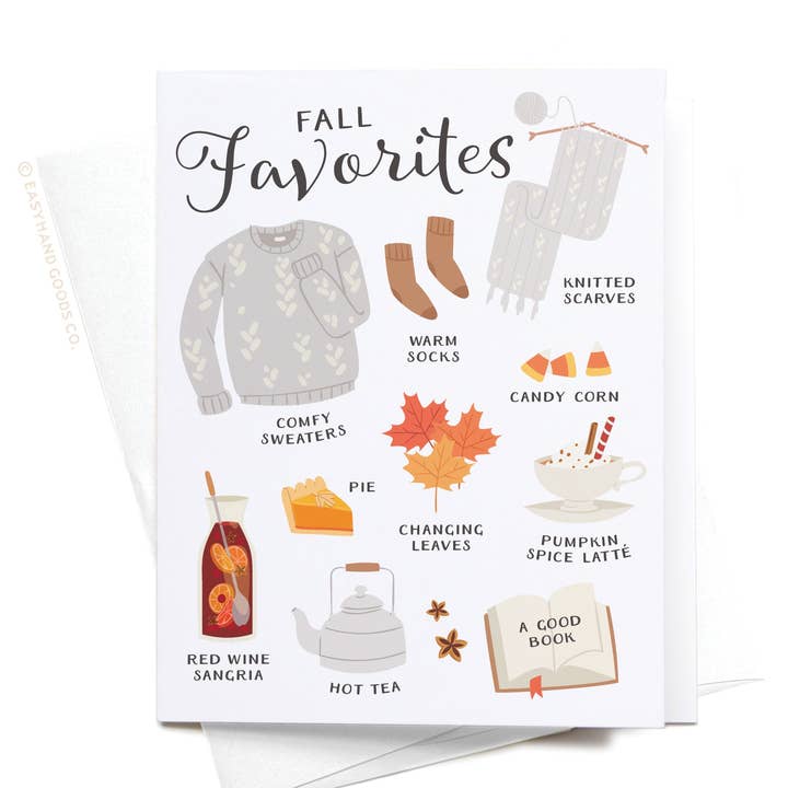Fall Favorites Greeting Card for wholesale by Easyhand Goods – formerly Onderkast