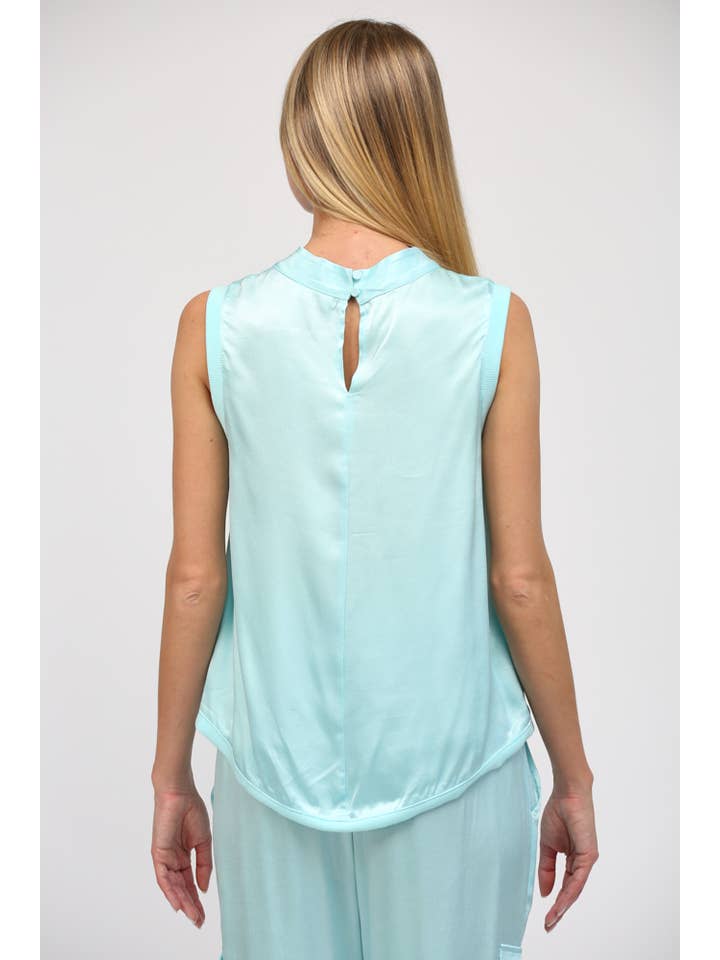 FATE - Wholesale Blouse - Women's - SLVL SATIN TOP WITH RIBBED TRIM FT317713
