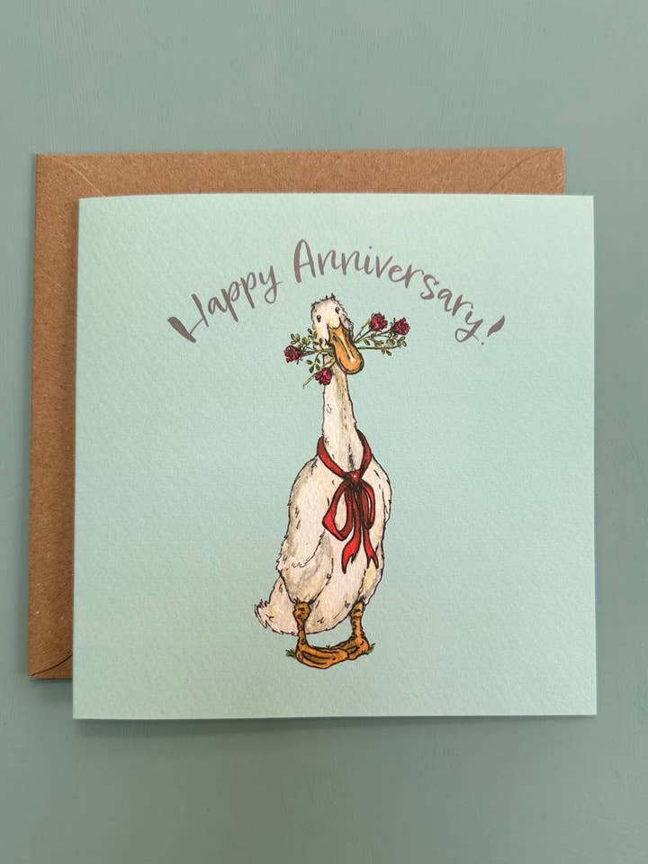 Runner Duck Anniversary Card for wholesale by Ted 'n' Tails