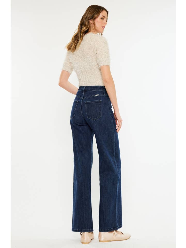 DARK OPEN PACK HIGH RISE WIDE LEG JEANS-KC20089D for wholesale on Faire4