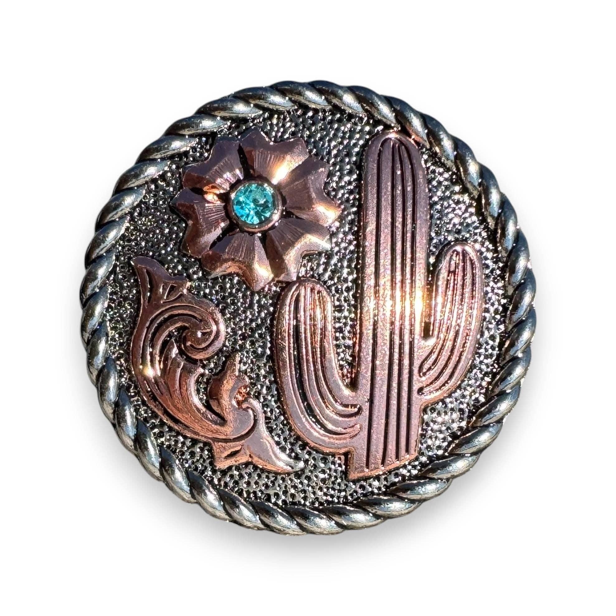 Double B Wild Rags - Wholesale Scarf Clip - Women's - Wild Rag Slide 1.5" Cactus w/ stone or silhouette Concho Scarf Slide1