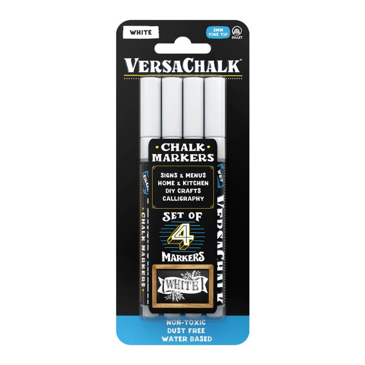 VersaChalk - Wholesale Marker - White Liquid Chalk Markers, Set of 4