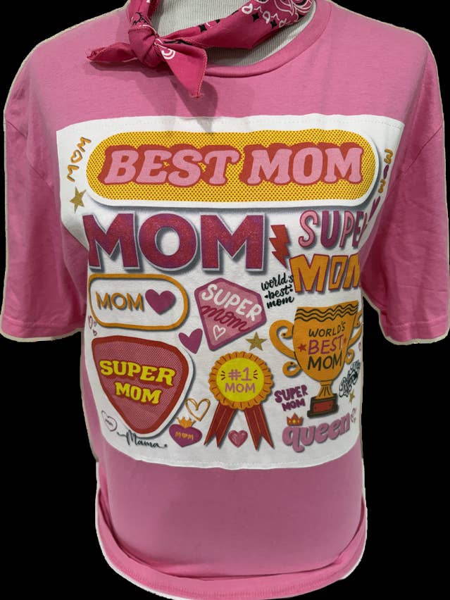 Best Mom Stickers White Patch on Azalea Crew for wholesale by Bling-A-GoGo, LLC