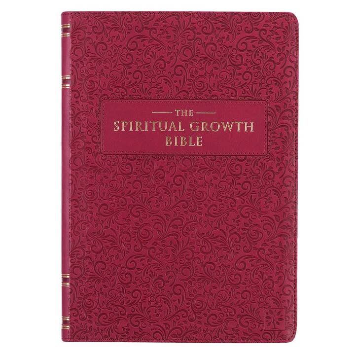 Christian Art Gifts - Wholesale Religion Book - NLT, The Spiritual Growth Bible Faux Leather, Berry