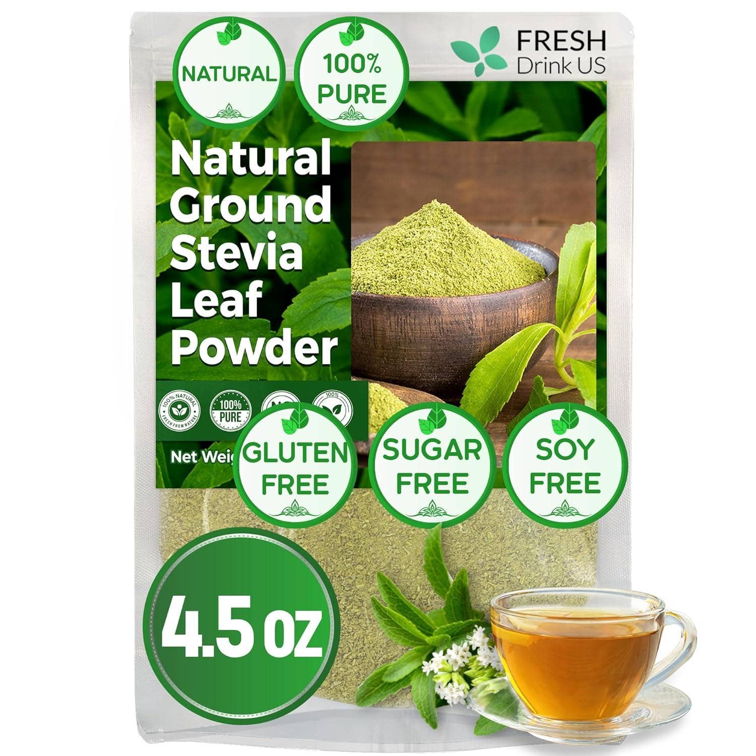 Naomi's Happy Place Shop - Wholesale Health/Detox Tea - Stevia Leaf, Whole Dried Leaves, Tea Bags, Powder, 100% Natural and Pure from Stevia Leaves. Sugar Substitute for Tea, Coffee. Loose Leaf Stevia Herbal Tea. Zero Calorie Sweetener. No Sugar, No Caffeine, No Gluten, Vegan.3