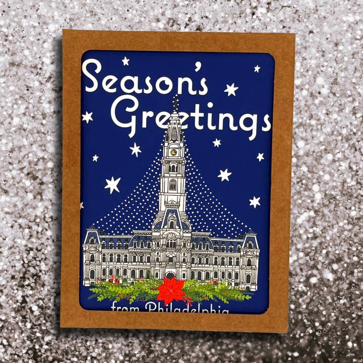 Philadelphia City Hall Weihnachtsgrüße Kartenset, 6 Stück für den Großhandel von Sidewalk Press