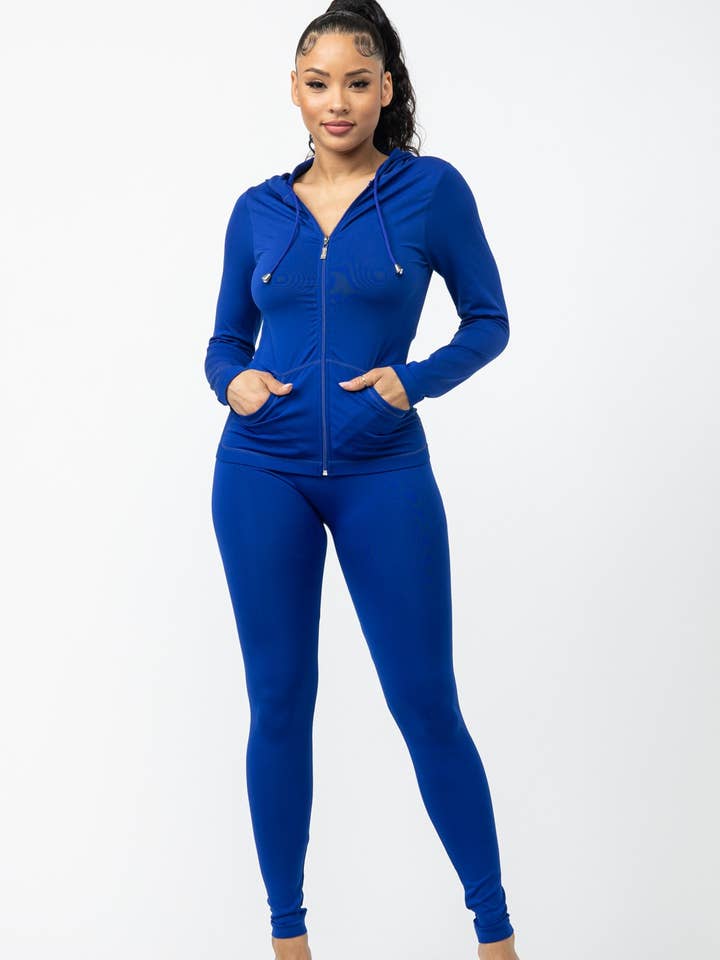 Solides Hoodie-Set mit Frontreißverschluss und Taschen für den Großhandel von Boswell