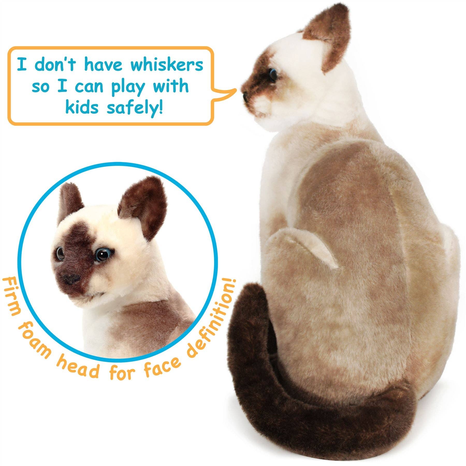 VIAHART Toy Co. – wholesale Stuffed/plush toy – Kids & baby – Stefan The Siamese Cat | 13 Inch Stuffed Animal Plush3