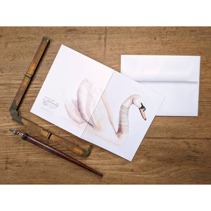 Carte-notes Cygne avec col à motifs pour la vente par ALICIA'S INFINITY