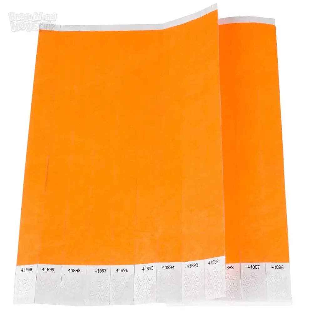 Party Expo, LLC - Wholesale Wristband - Tyvek Narrow Neon Orange Paper Wristbands - 500ct3