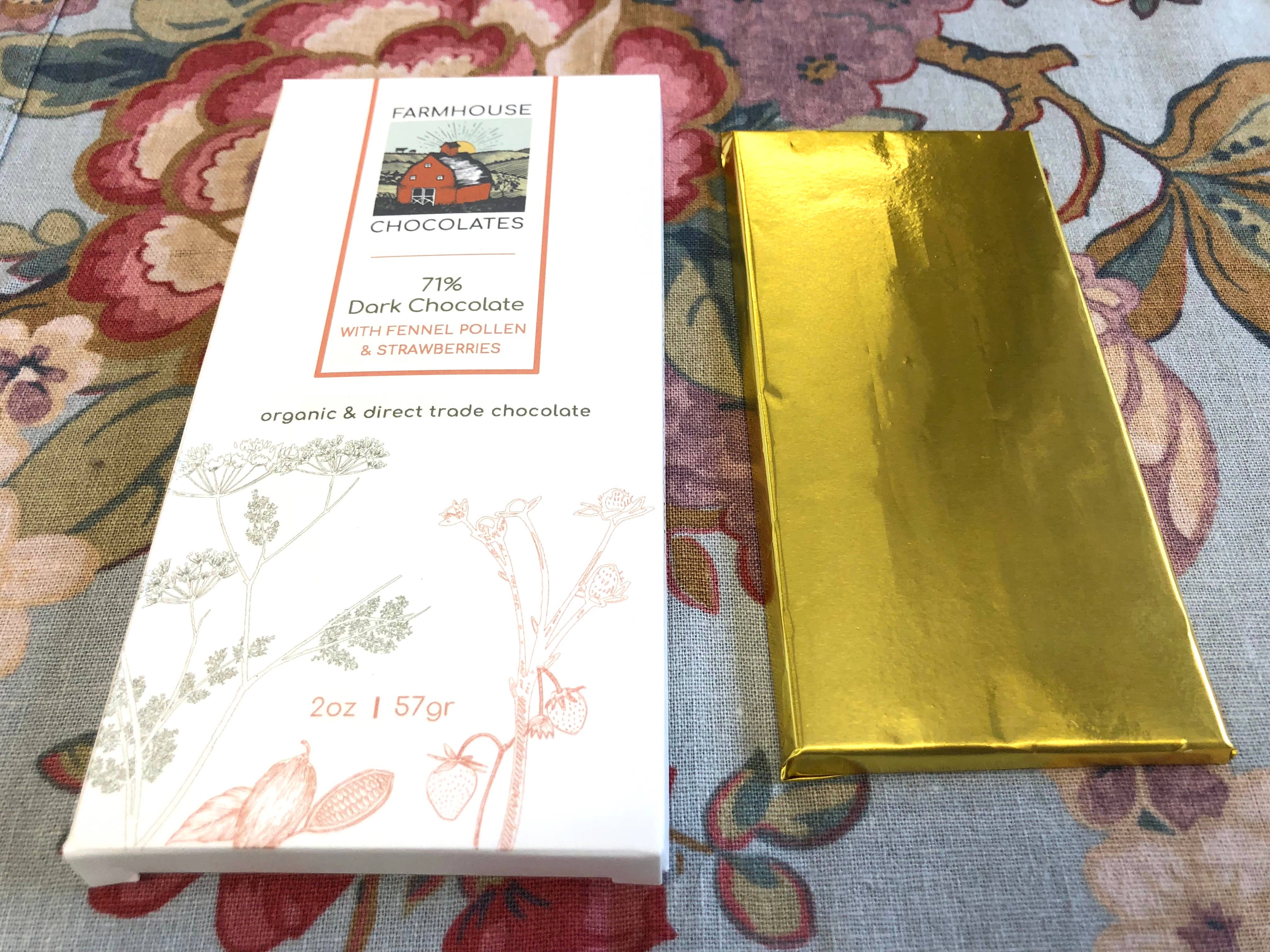 Farmhouse Chocolates - Wholesale Chocolate Bar - 71% Organic Chocolate Bar w/ Fennel Pollen & Strawberries6
