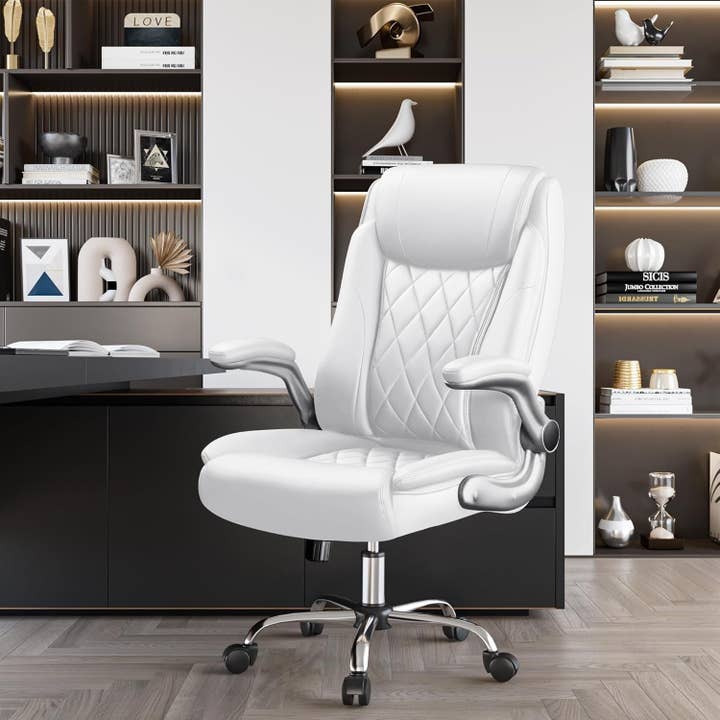 Ergonomic High Back Executive Office Chair in White for wholesale on Faire